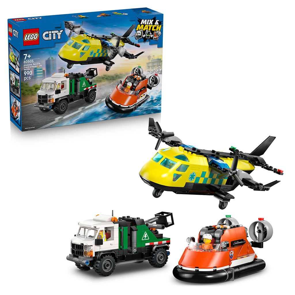 LEGO® City Remix – Fly, servicevogn og luftpudebåd