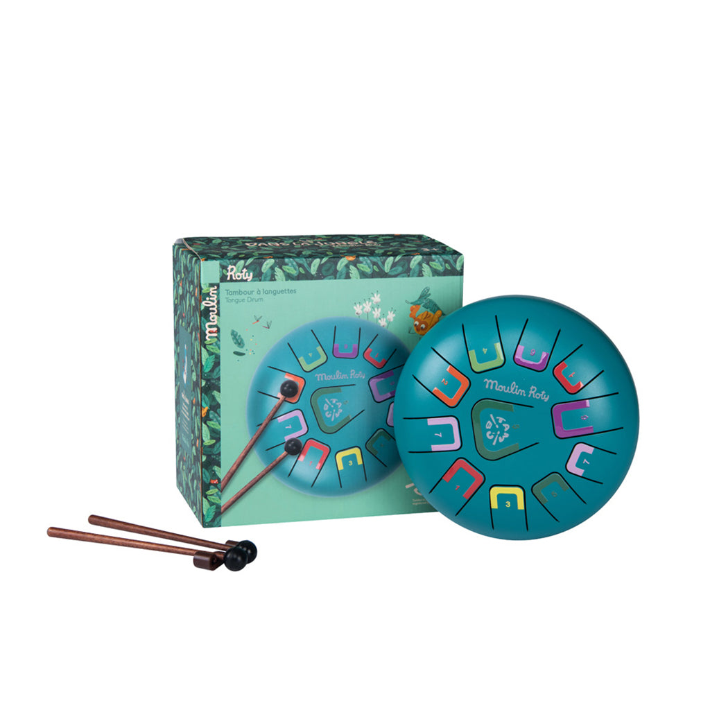 Moulin Roty Tongue Tomme, Dans la Jungle - sæt med tromme og trommestikker