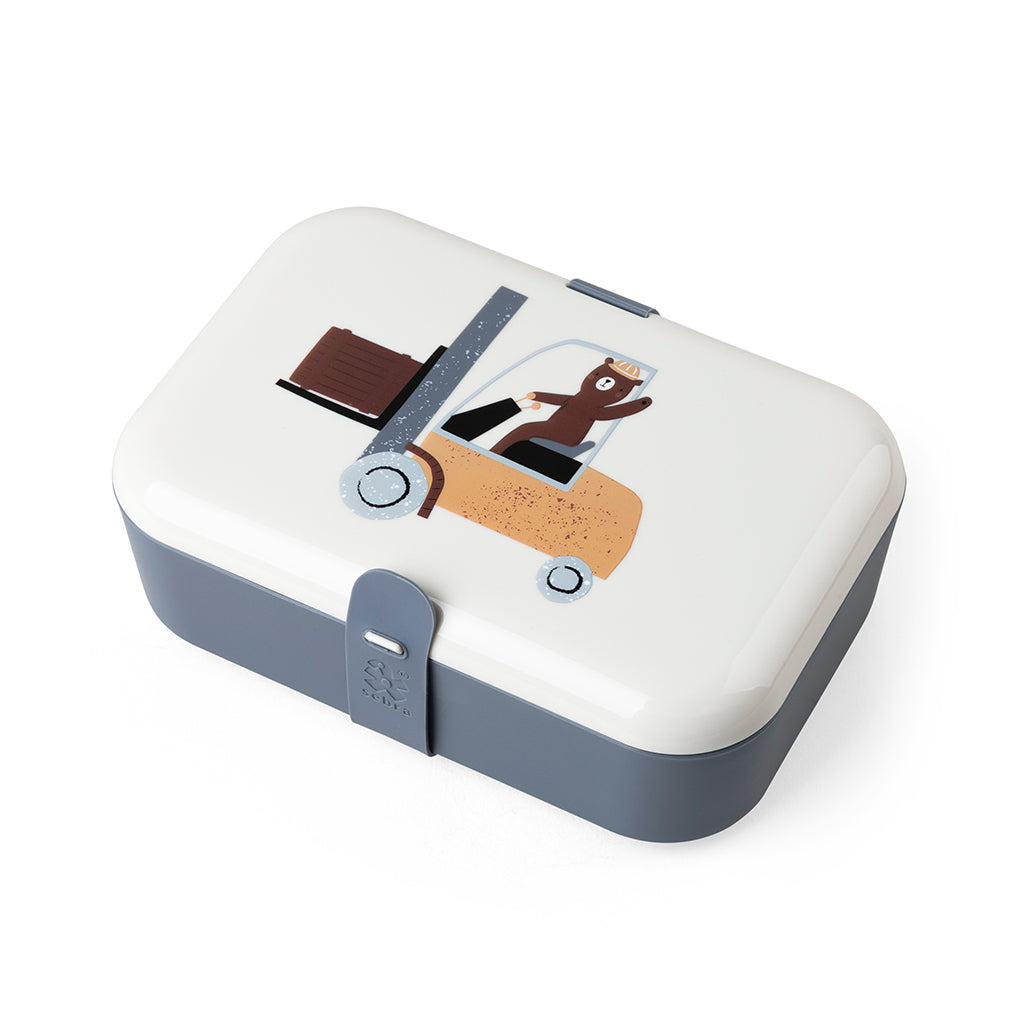 Sebra madkasse m. skillevæg og silikonestrop, Busy Builders