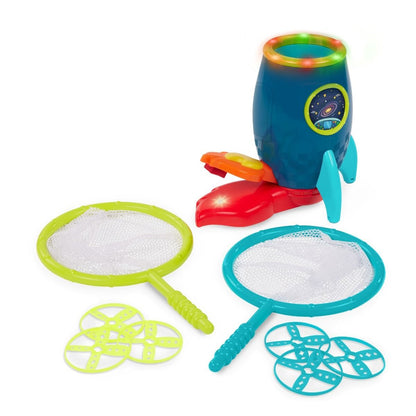 B Toys Raket med affyring, grib skiver m ketcher