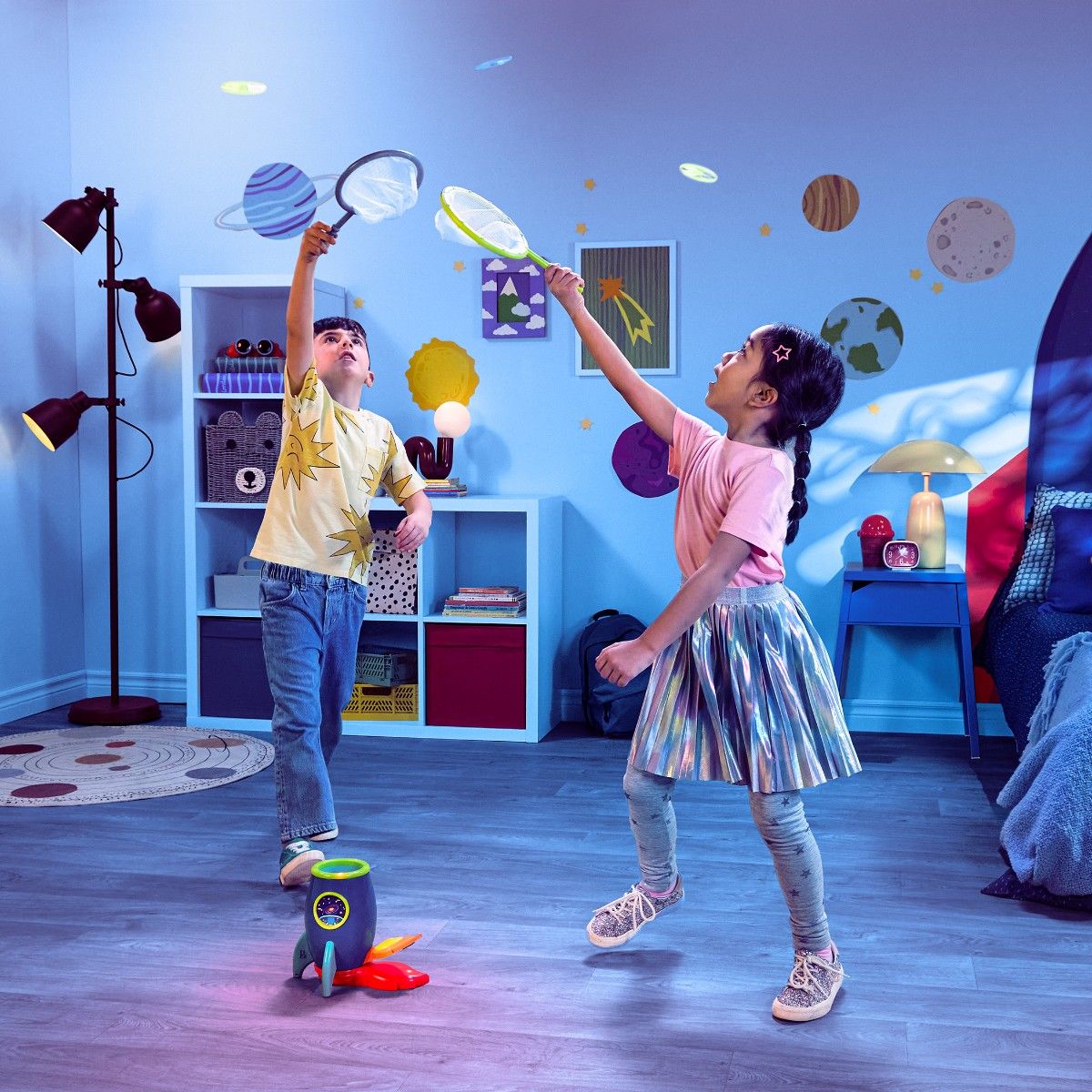 B Toys Raket med affyring, grib skiver m ketcher