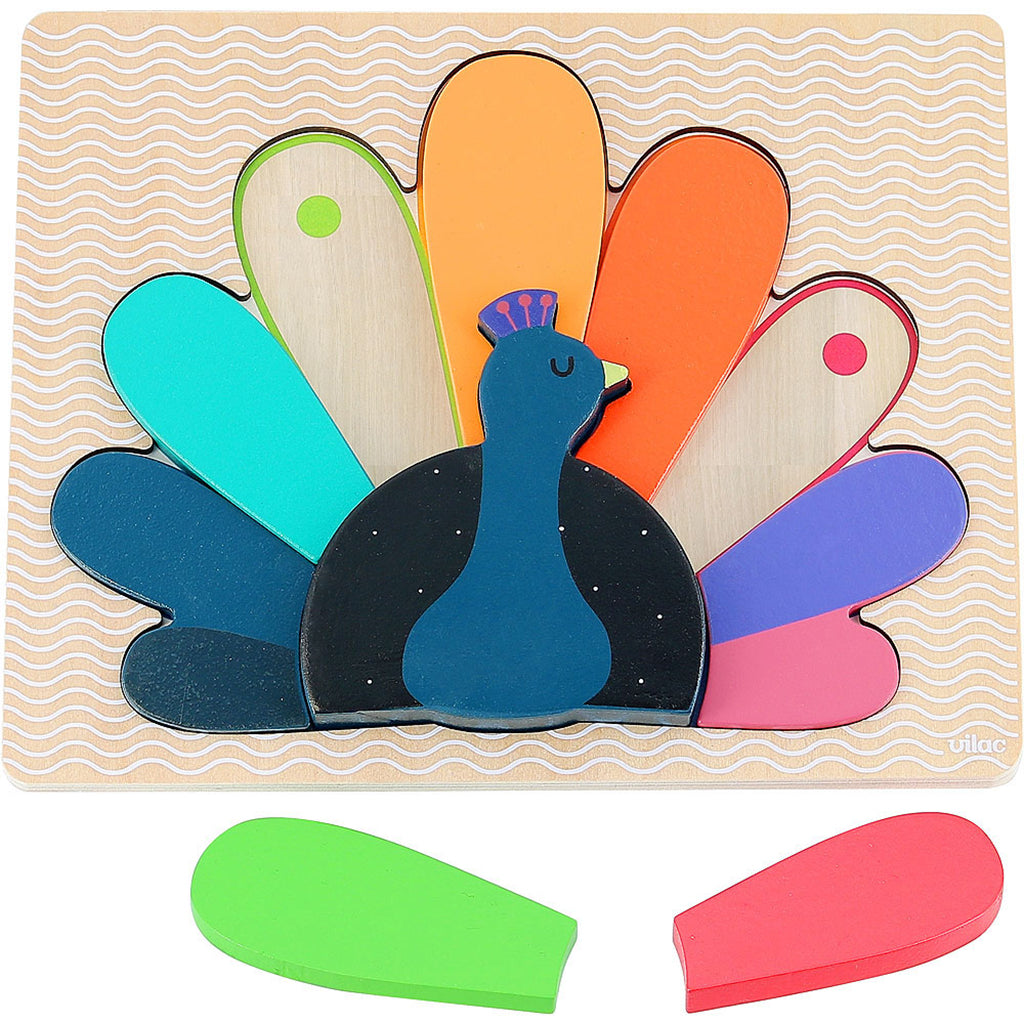 Vilac puslespil i træ, Påfugl af Andy Westface