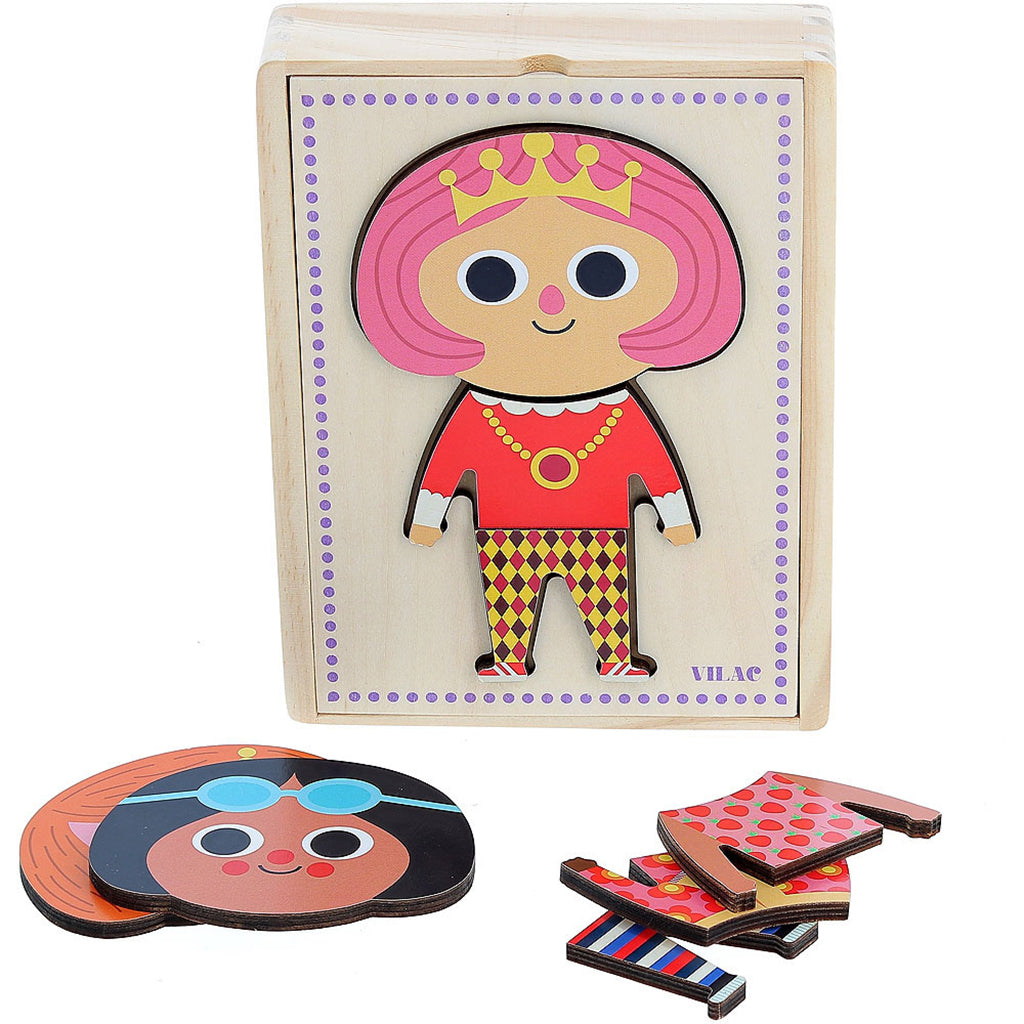 Vilac puslespil i træ,  6 x 3 brikker - Jane af Ingela P Arrhenius