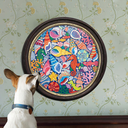 eeBoo Rundt puslespil 500 brk,  Seahorses Shells &amp; Coral