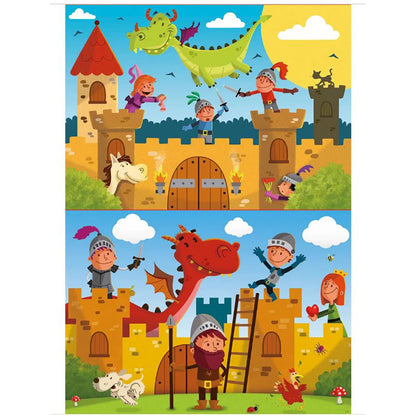 Educa puslespil, 2 puslespil, Drager og riddere - 48 brikker