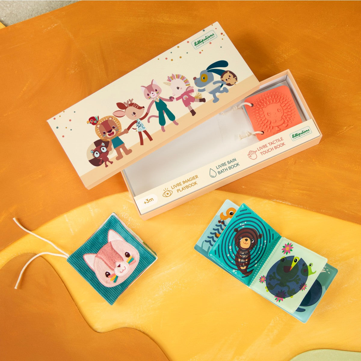 Lilliputiens babylegetøj, 3 stk sansebøger - Jeanne