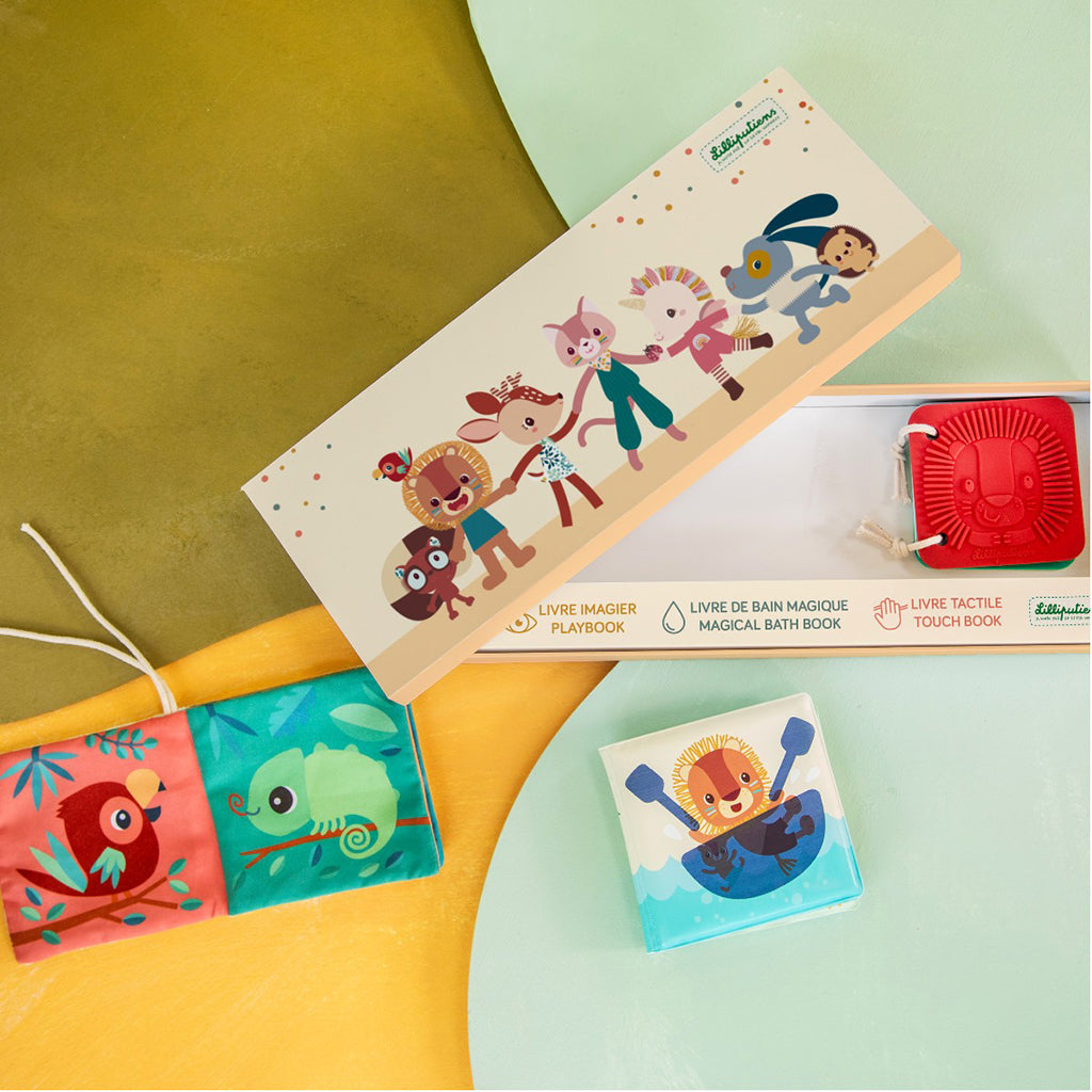 Lilliputiens babylegetøj, 3 stk sansebøger - Jack