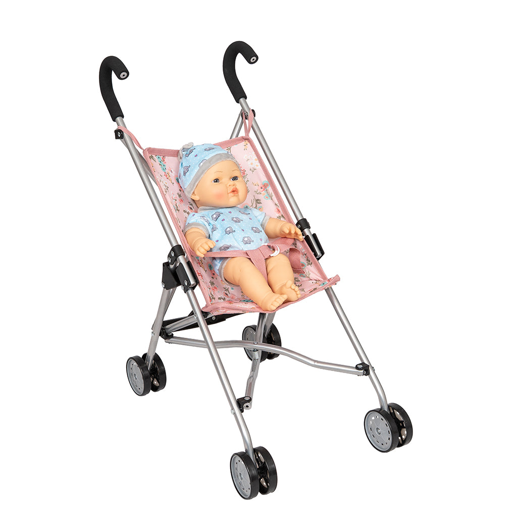 Mamamemo dukke paraply klapvogn, blomster