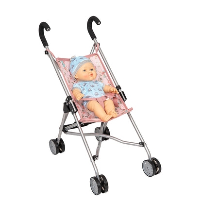 Mamamemo dukke paraply klapvogn, blomster