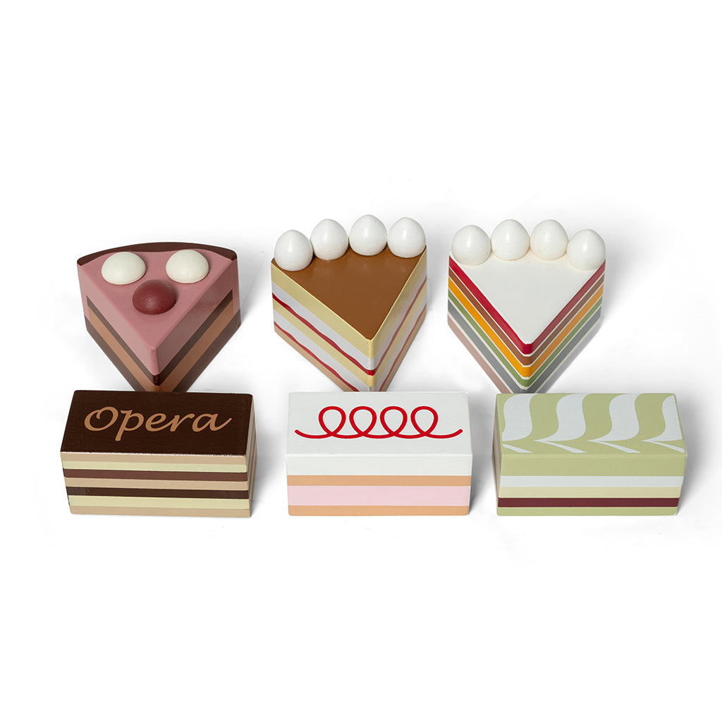 Mamamemo Legemad i træ, Lagkagestykker på fad