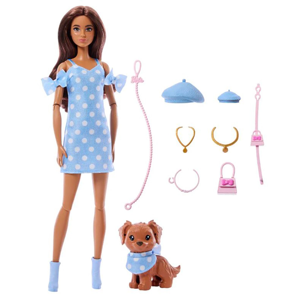 Barbie Twinning Looks Brunette Polka Dots dukke m. hund