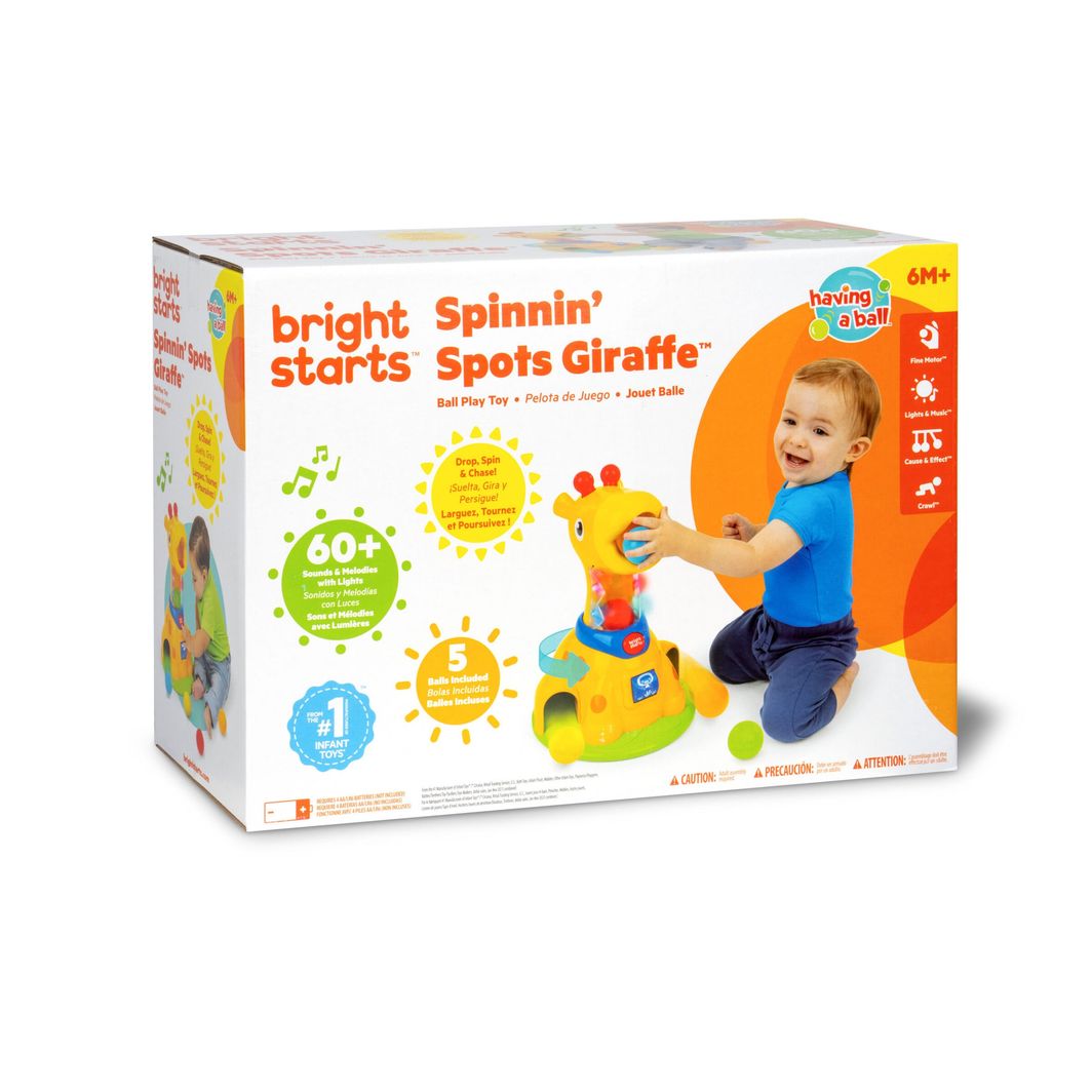 Bright Starts Babylegetøj med lys og lyd, Spinnin’ Spots Giraffe™ Boldspil