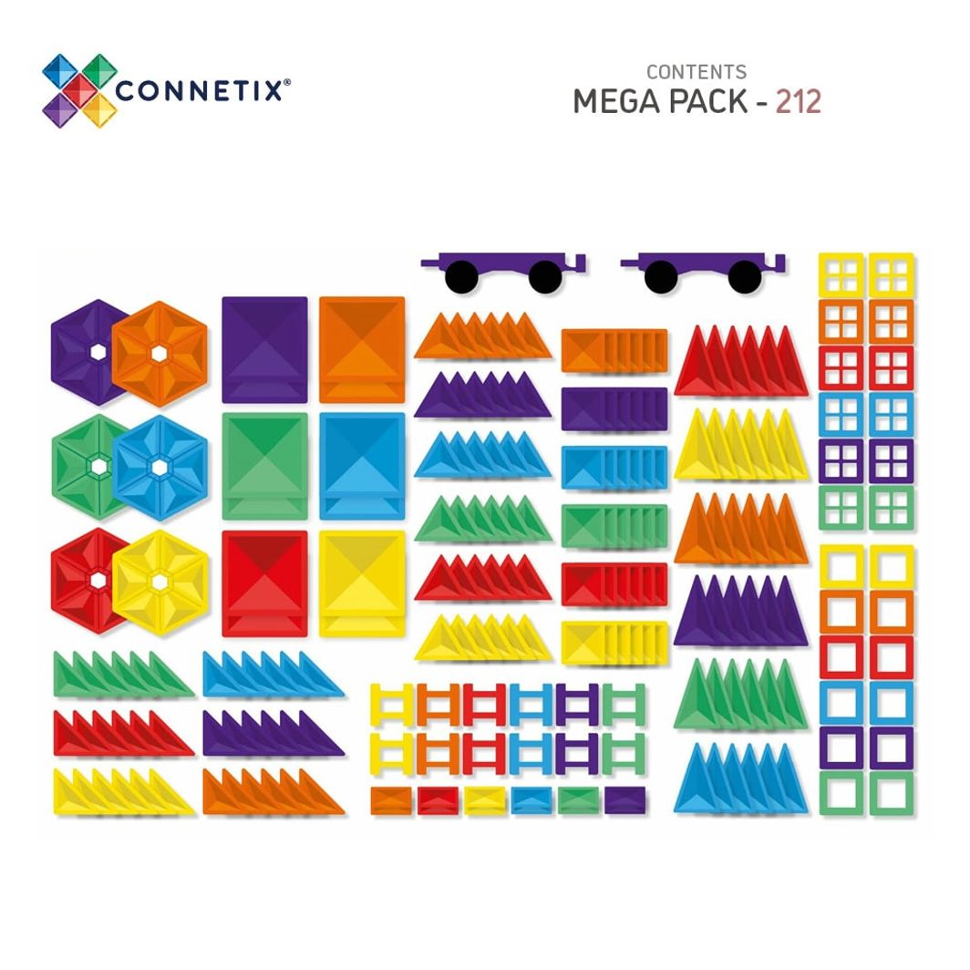 Connetix Mega Pack, Magnetisk byggesæt m. 212 dele - Rainbow