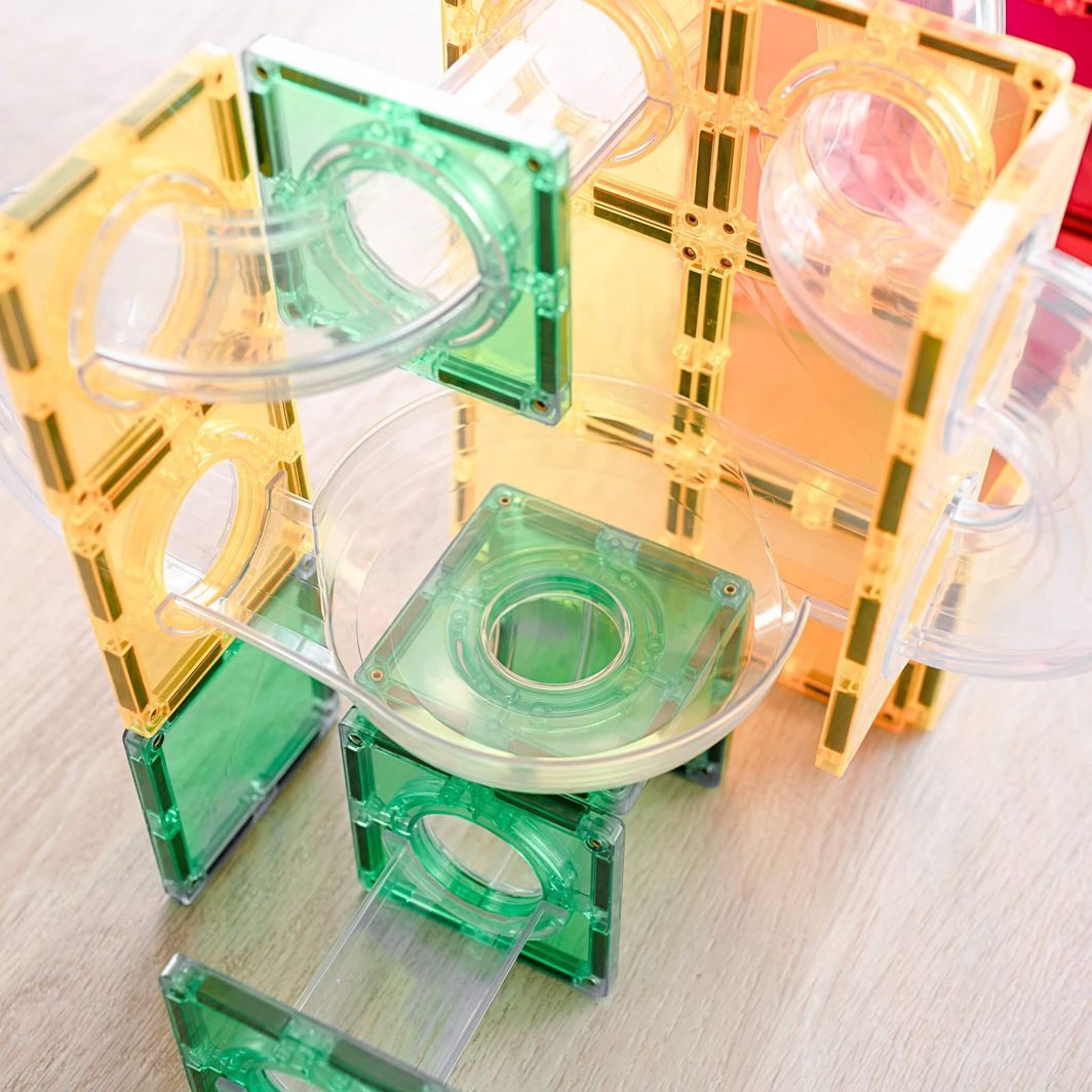 Connetix Ball Run Expansion Pack, udvidelsessæt 66 dele - rainbow