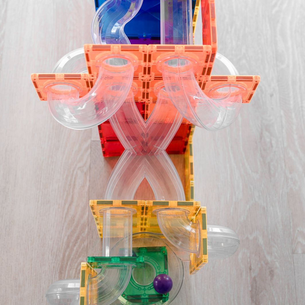 Connetix Ball Run Expansion Pack, udvidelsessæt 66 dele - rainbow