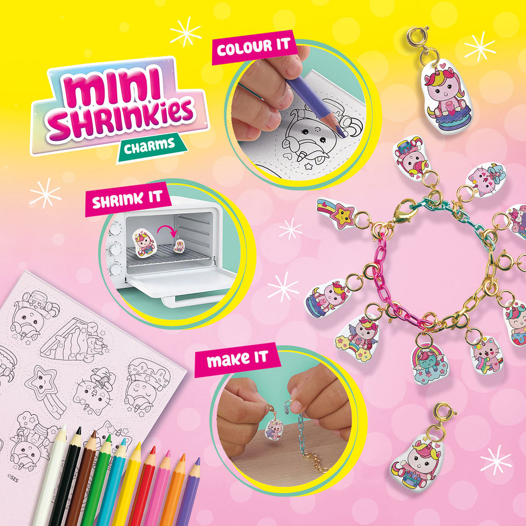 SES Creative Krympeplast, Mini Shrinkies - Søde enhjørninger