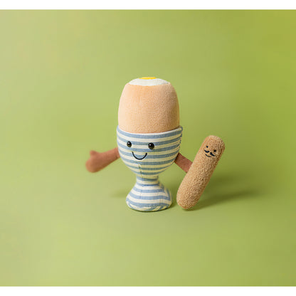 Jellycat bamse, Amuseable æg, Blødkogt æg med brød - 16 cm