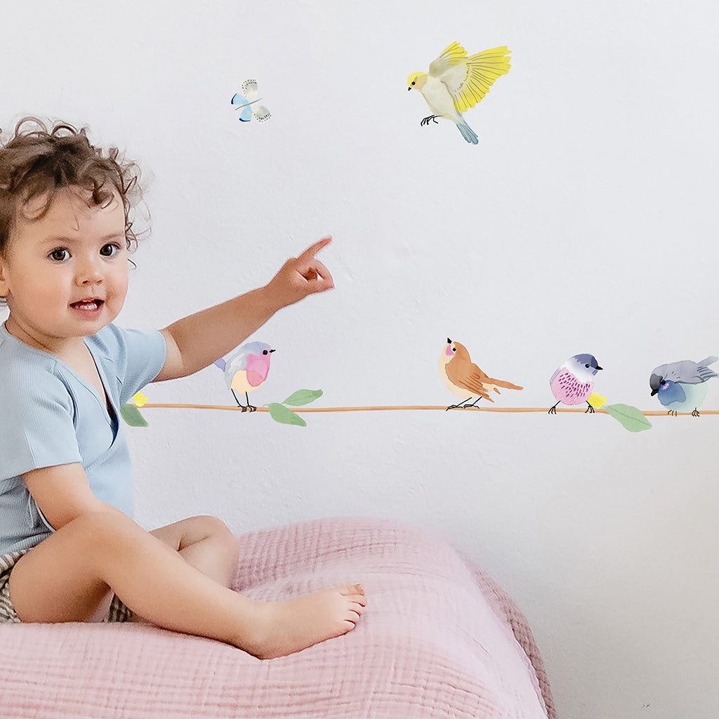 Mimi Lou wallsticker frise, Gren med fugle