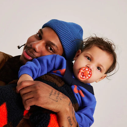 Bibs sutter i naturgummi, str. 2 - Polka Ivory/Tango