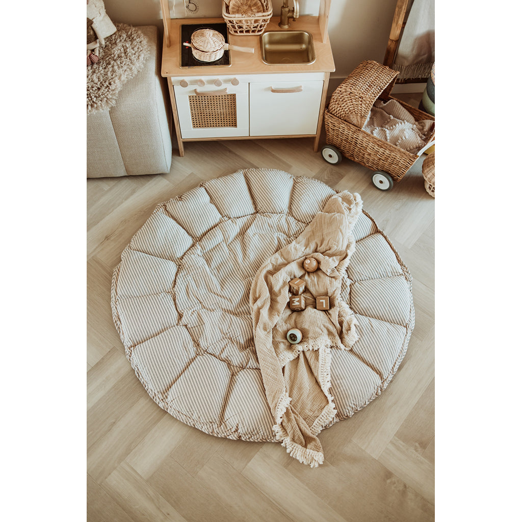 Play&amp;Go Bloom, Tre-i-én babytæppe, økologisk - Stripes blue