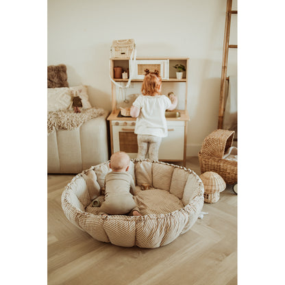 Play&amp;Go Bloom, Tre-i-én babytæppe, økologisk - Stripes blue