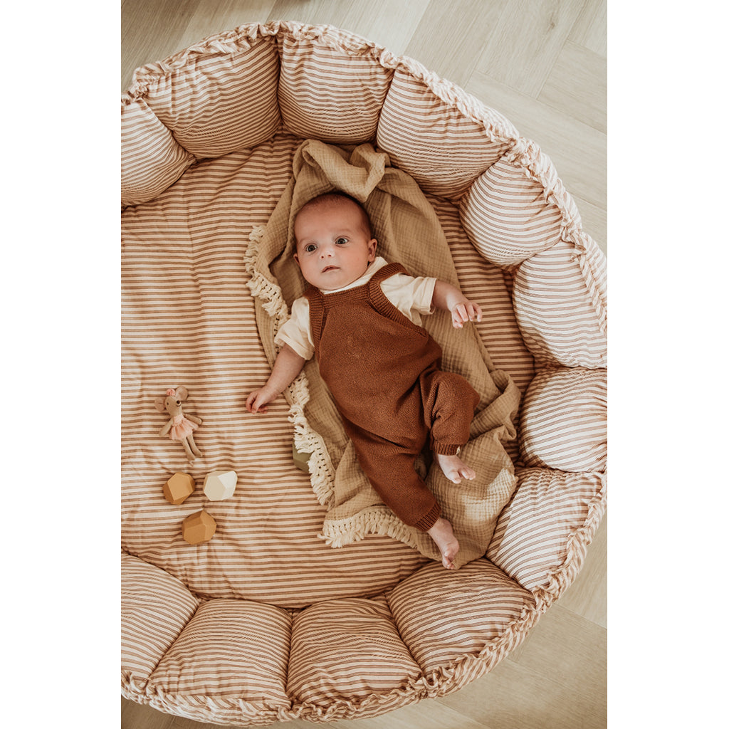 Play&amp;Go Bloom, Tre-i-én babytæppe, økologisk - Stripes brown