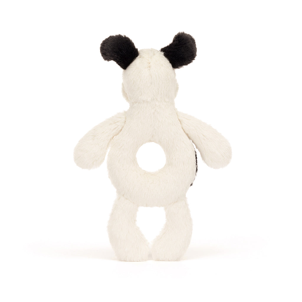 Baby Jellycat ring rangle, Hund, sort/creme - 15 cm