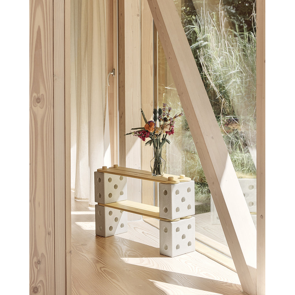 Modu Balance track, balancebane i træ og m skum klodser, aktivitetslegetøj - Sand grey/ Honey yellow