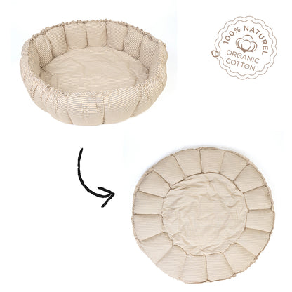 Play&amp;Go Bloom, Tre-i-én babytæppe, økologisk - Stripes blue