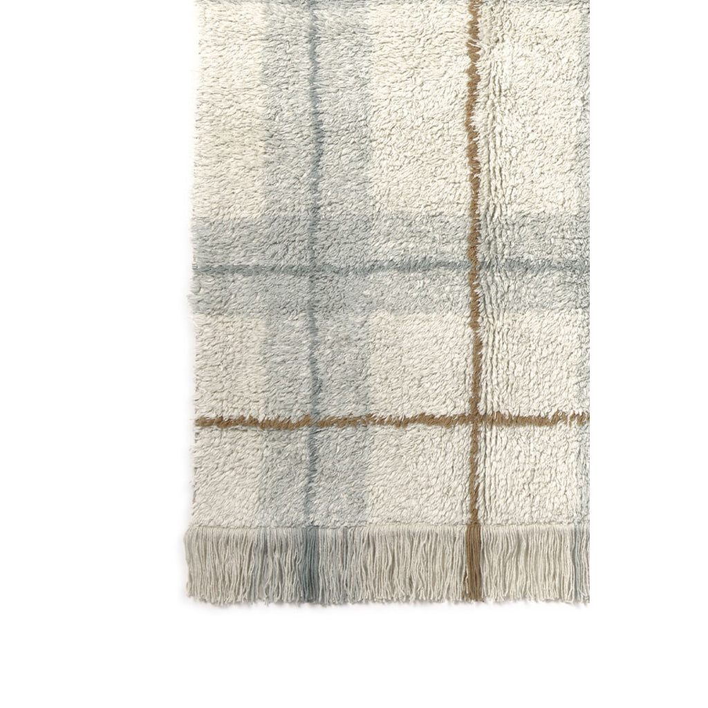 Lorena Canals vaskbart gulvtæppe, Tartan Blue Sage - flere str.