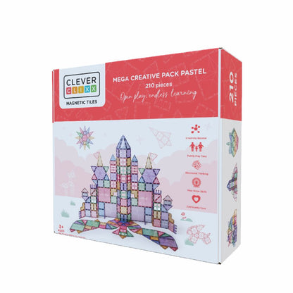 Cleverclixx Magnetisk byggeleg, Mega Creative Pack Pastel - 210pcs