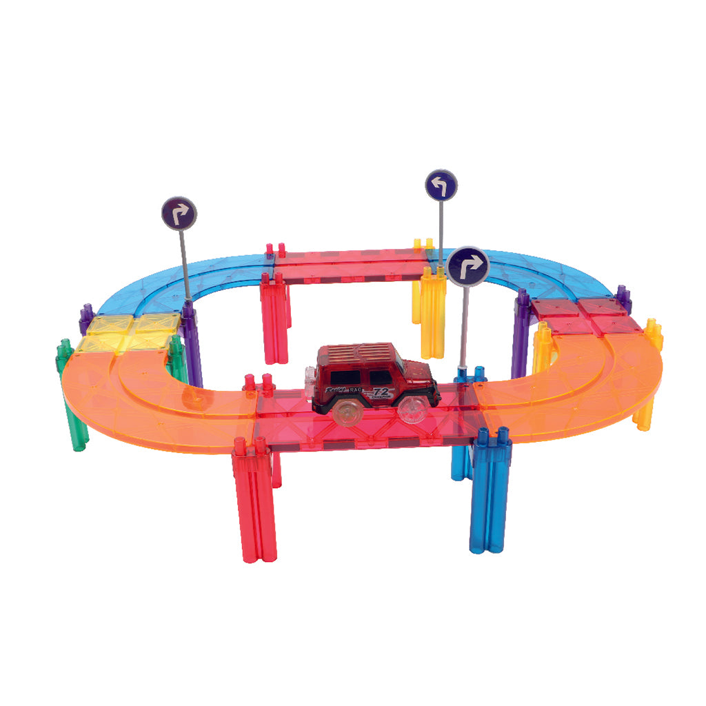 Cleverclixx Magnetisk byggeleg, Racerbane, Race rack Intense - 65 dele