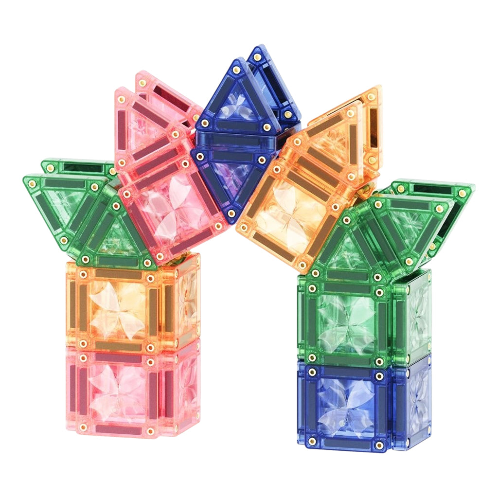 Cleverclixx Magnetisk rejsesæt, byggeleg, Mini Tiles Pack Pastel - 28 pcs