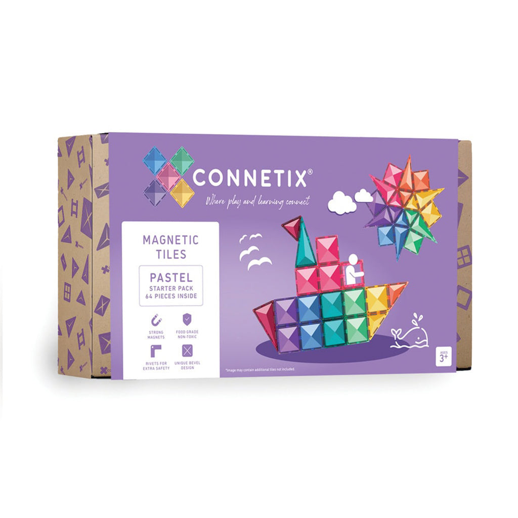 Connetix magnetisk byggesæt, Starter pack, 60 dele - Pastel