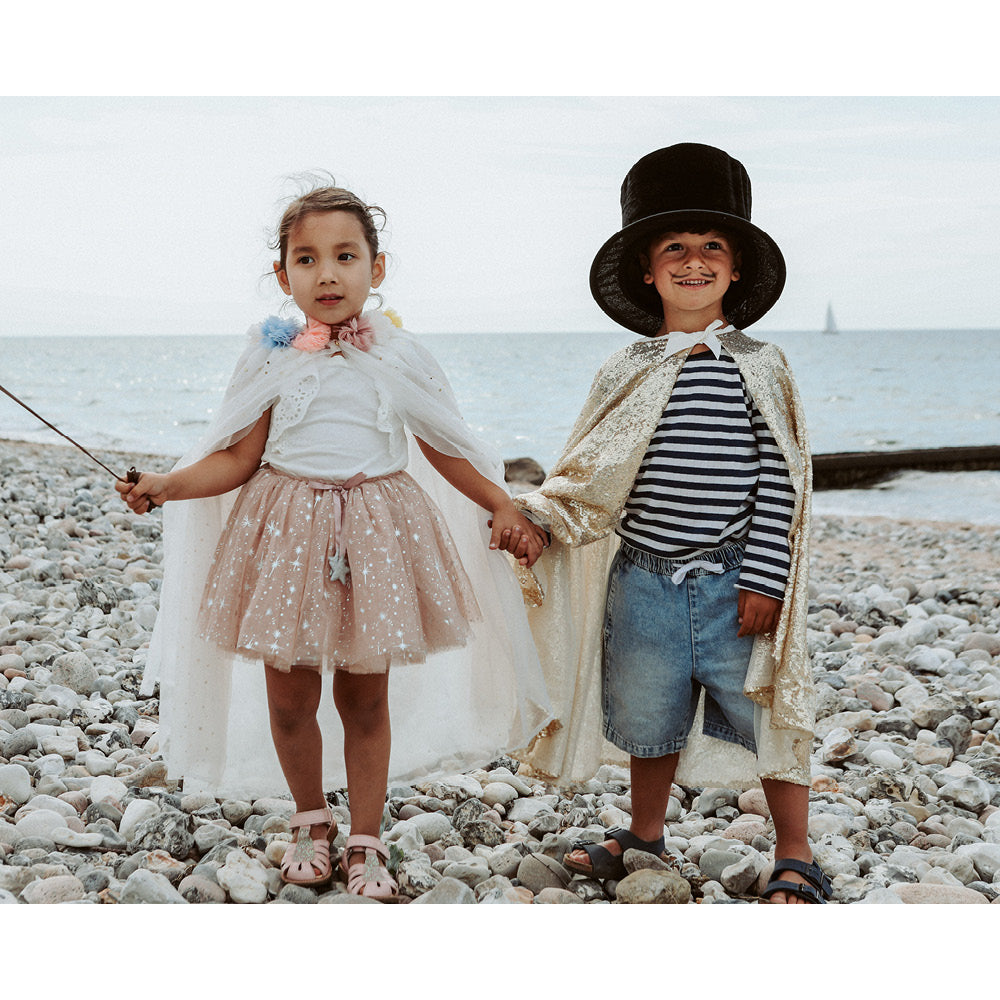 Great Pretenders udklædningstøj, Paillet prinsesse kappe, Guld - str. 4-6 år