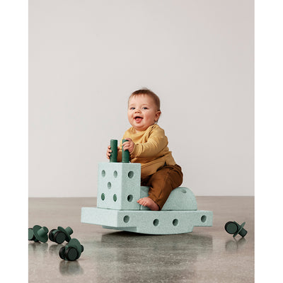 Modu byggleksak i skum, Nyfikenhet set, 14 delar - Ocean mint/Forest green