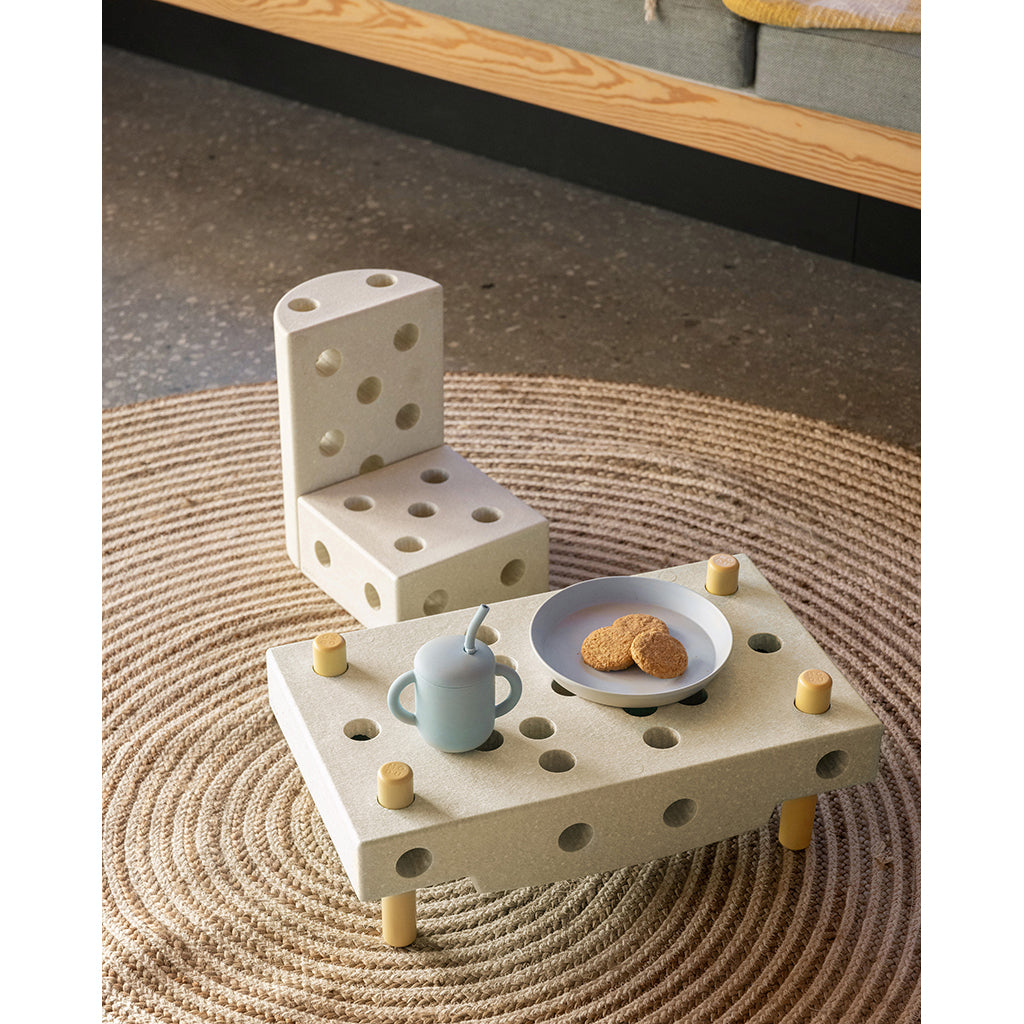 Modu byggelegetøj i skum, Curiosity sæt, 14 dele - Sand Grey / Honey Yellow