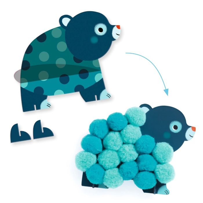 Djeco collage, Pompoms - Dyr