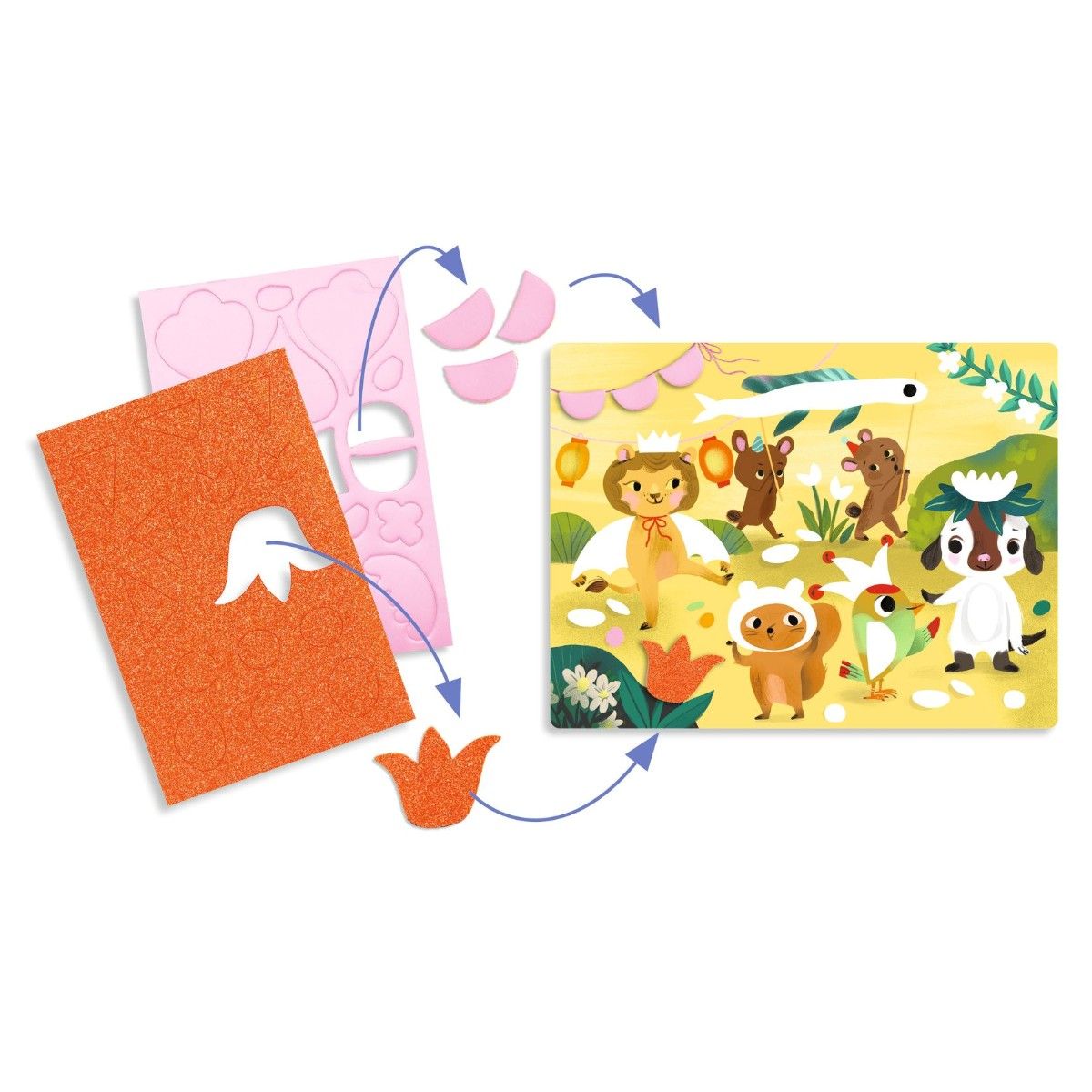 Djeco Kreativ collage, Skum sjov  - Glimmer fester