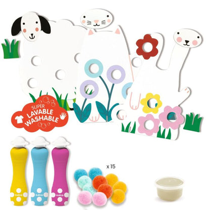 Djeco Prikker og pompoms, på marken - Fra 18 mdr.