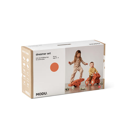 Modu byggelegetøj i skum, Dreamer sæt, 34 dele - Burnt Orange / Dusty Green