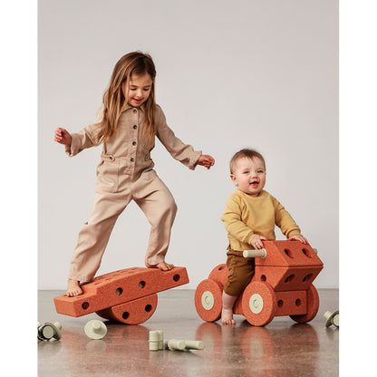 Modu byggelegetøj i skum, Dreamer sæt, 34 dele - Burnt Orange / Dusty Green