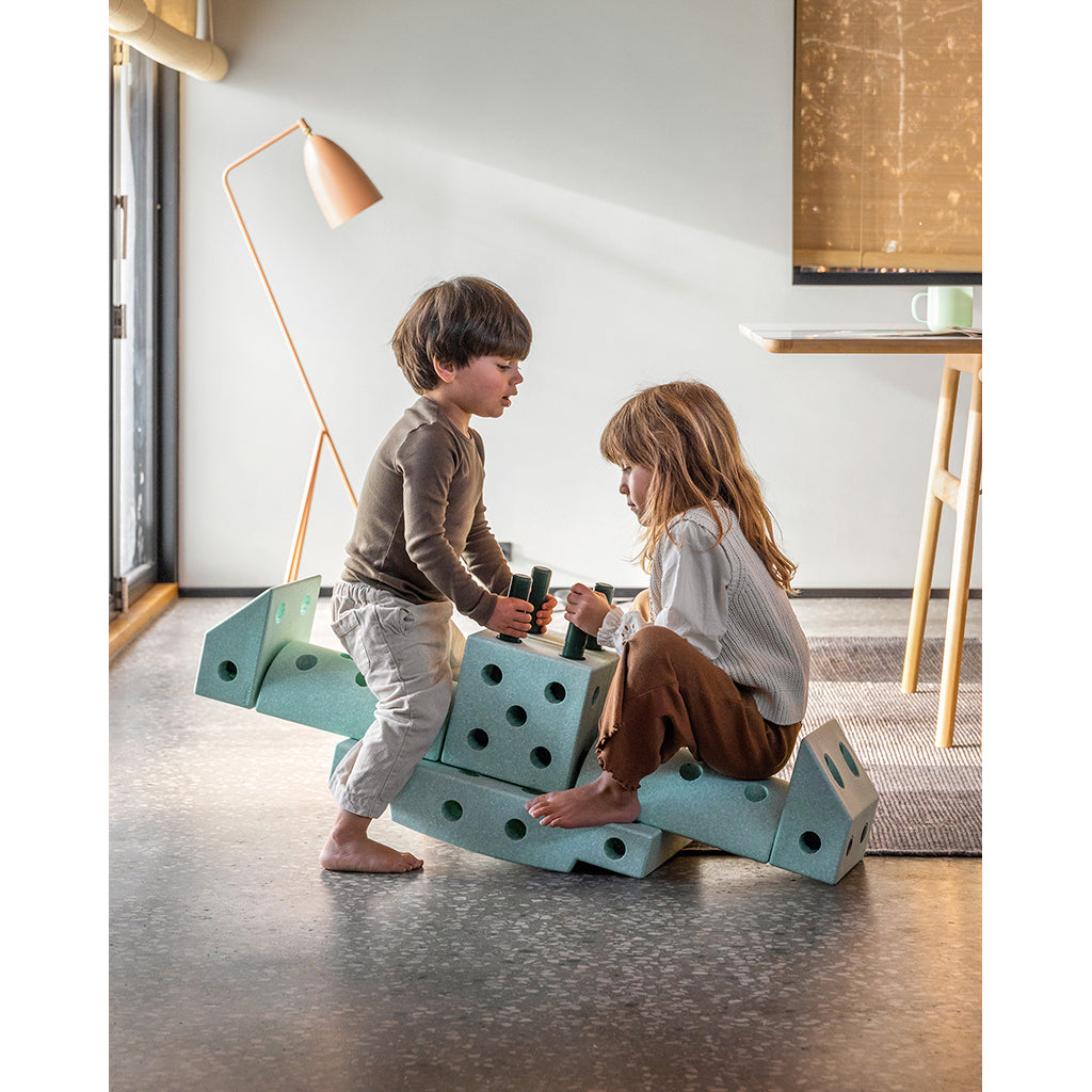 Modu byggelegetøj i skum, Dreamer sæt, 34 dele - Ocean mint/ Forest green