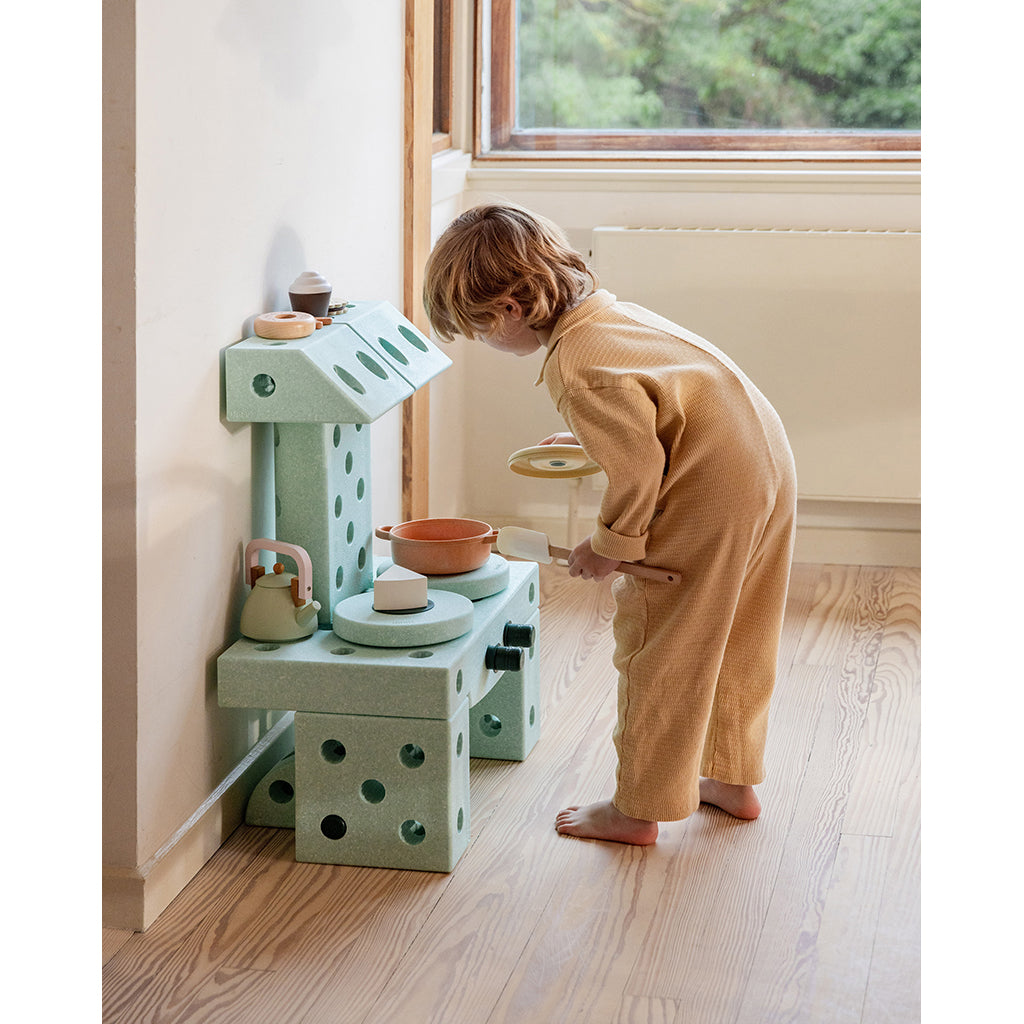 Modu byggelegetøj i skum, Dreamer sæt, 34 dele - Ocean mint/ Forest green