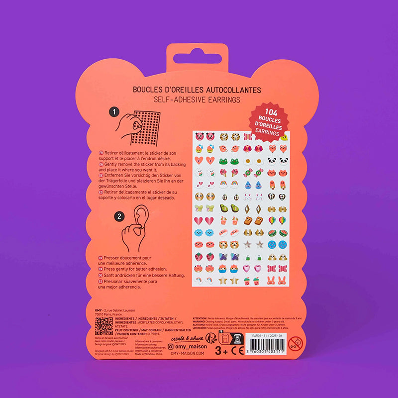 OMY øreringe stickers, Kawaii - 104 stk.