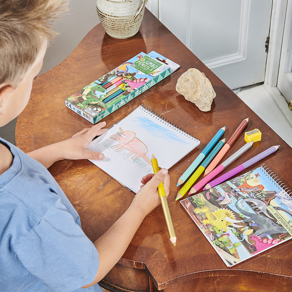 eeBoo 6 dobbelte farveblyanter jumbo, Dinosaur