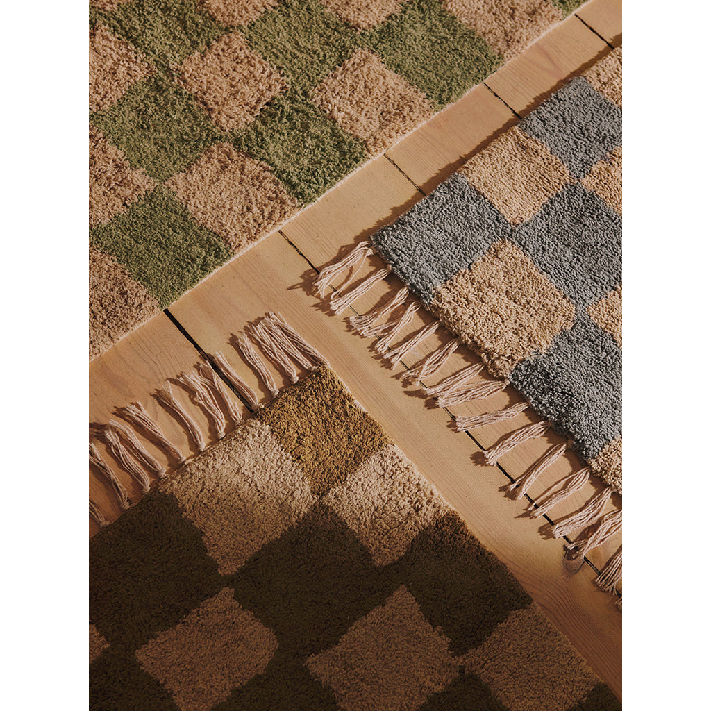 ferm Living gulvtæppe, Mara washable Rug, Elm green/warm sand - 80 x 150 cm