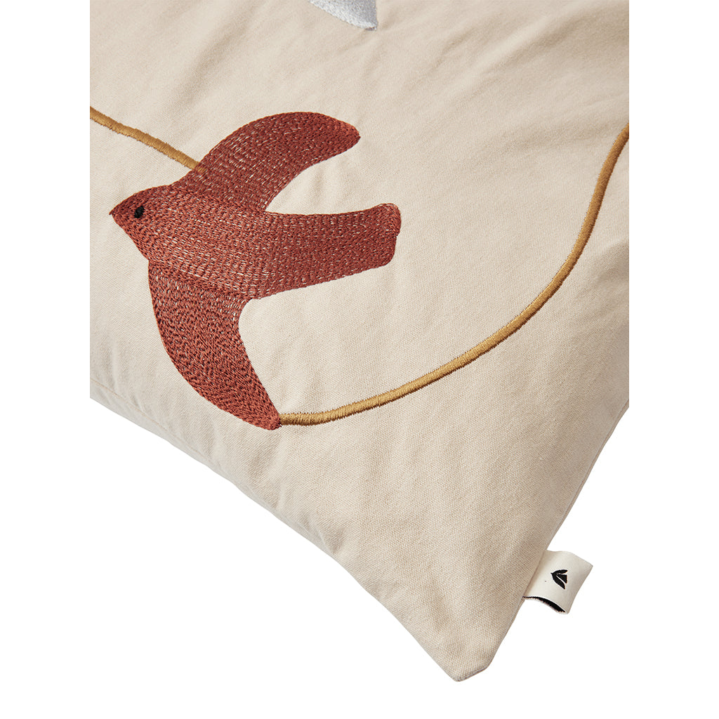 ferm Living pude, broderet, Swif bird - 60 x 40 cm