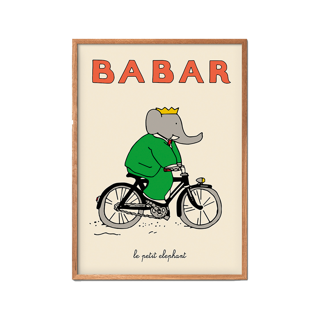 Babar Bicycle plakat, Jean de Brunhoff - flere størrelser