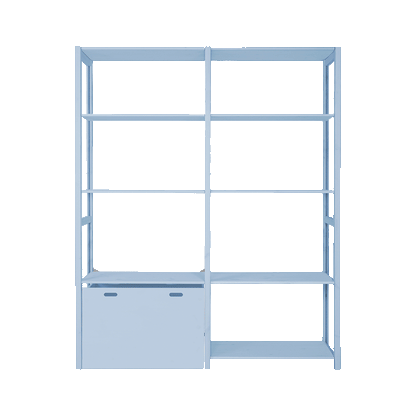 By Aulum Eshøj reol med opbevaring, H: 179 / H: 198 x B: 163 cm - Himalayan Blue